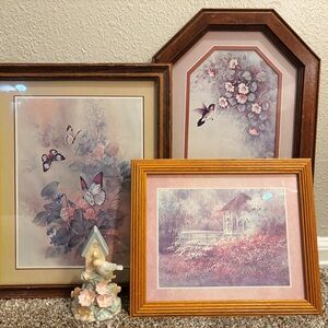 Vintage Floral and Butterfly Wall Art Set